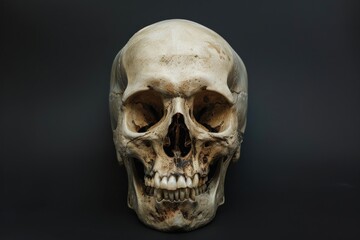Human Skull on Black Background