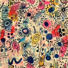 Fototapeta premium Photo of Playful doodle texture with whimsical, handdrawn elements