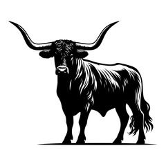 Texas Longhorn cow silhouette vector