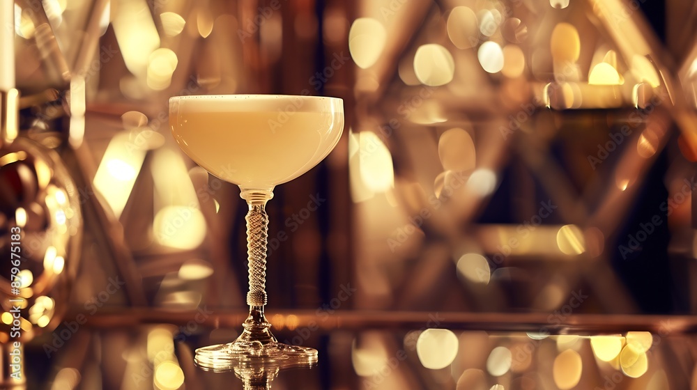 Poster cocktails in art deco style Elegant party with drink and some bit : Generative AI