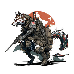 A wolf soldier design in okami style