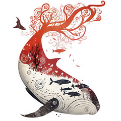 A whale design in okami style