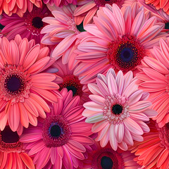 Pink gerbera daisies forming a floral background pattern