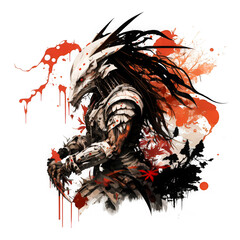 An alien worrior design in okami style