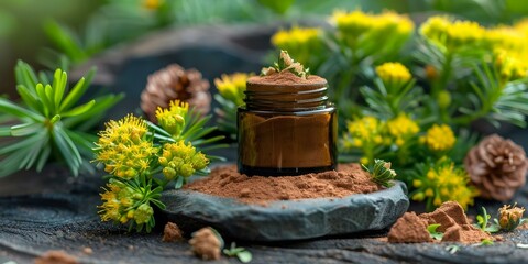 Rhodiola Rosea A Natural Supplement for Stress Relief and Energy Boost. Concept Stress Relief, Energy Boost, Rhodiola Rosea, Natural Supplement, Wellness