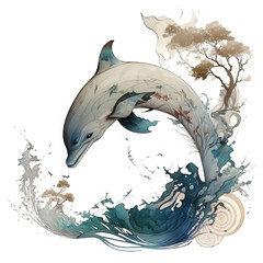 A dolphin design in okami style
