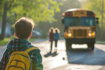 Daily Journey: Kids Waiting at the Bus Stop