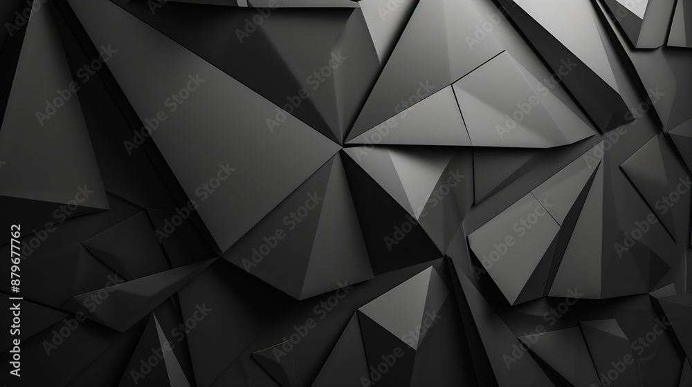 Leinwandbilder black white abstract background geometric shape lines triangles 3d effect light glow shadow gradient
