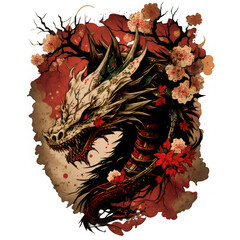 a design of a dragon in okami style