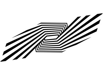 Black and white vector striped pattern on a white background. Sport Design element in retro style. Vector background for covers, posters, advertising, applications for cars and motorcycles