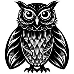 owl silhouette black vector art in white backgroun