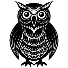 owl silhouette black vector art in white backgroun