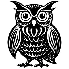 owl silhouette black vector art in white backgroun