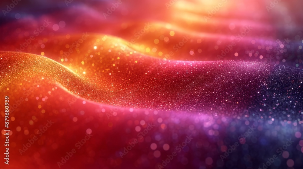 Leinwandbilder a digital abstract background with red, orange, and purple glittering waves. colorful high-tech back