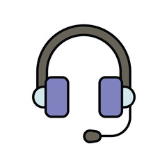 headphones  color line icon with white background vector stock illustration