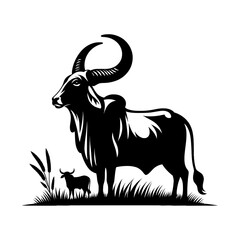 Fototapeta premium Cow silhouette vector