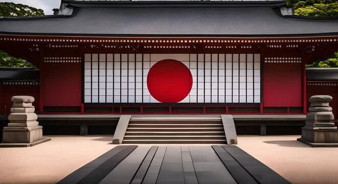 Japan flag in a Japanese palace.
