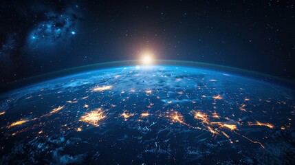 Fototapeta premium Earth from Space at Sunrise