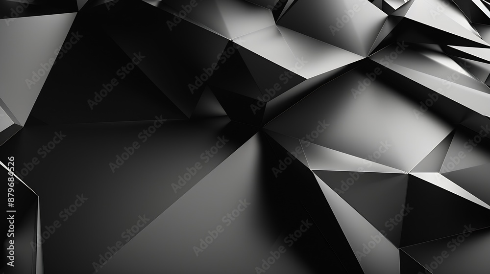 Leinwandbilder black white abstract background geometric shape lines triangles 3d effect light glow shadow gradient