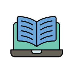 e-reader color line icon with white background vector stock illustration