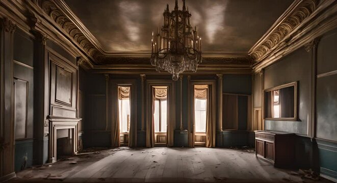 Interior of an abandoned mansion.