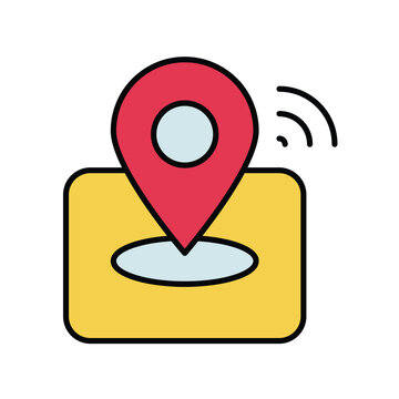 gps device color line icon with white background vector stock illustration