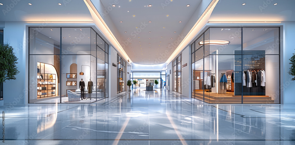 Poster front view of shopping store contemporary. generative ai.