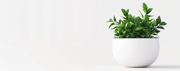 Fototapeta premium Isolated green potted plant on white background mockup, 4K hyperrealistic photo