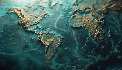 3D surface of earth planet. Map of the planet. World map with exaggerated topographic relief. Detailed global world physical map