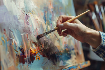 A professional artist at work. artist work painting studio creativity canvas art brush professional inspiration.