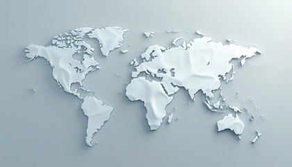 3D surface of earth planet. Map of the planet. World map with exaggerated topographic relief. Detailed global world physical map