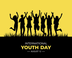 International Youth Day. 12 August. Holiday concept. Template for background with banner, poster and card. flat illustration. Flat design. Jpeg format.