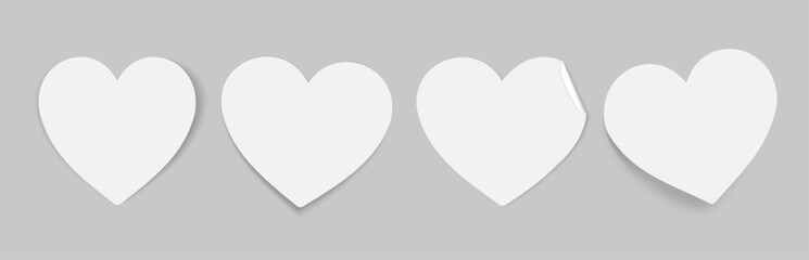 post-its hearts white tags realistic with shadow
