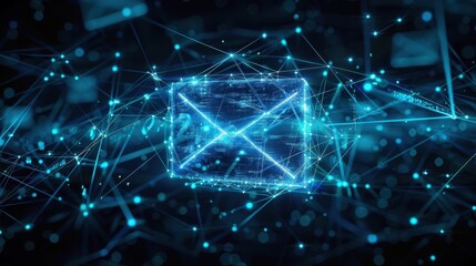 Obraz premium Email security gateway, featuring threat detection and encryption, in a corporate email server, emphasizing secure communication