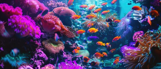 Fototapeta premium underwater world featuring a colorful tropical coral reef with fish and vivid multicolored corals perfect for capturing the beauty of the ocean