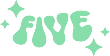 Written Number Five with Sparkles