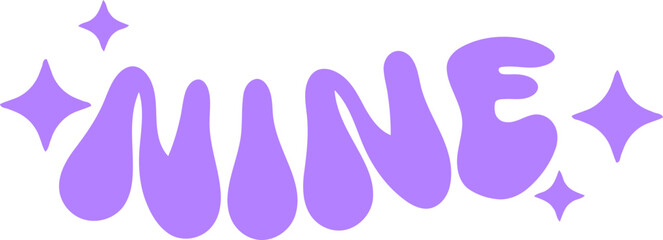 Written Number Nine with Sparkles