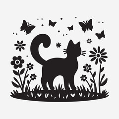 a vector silhouette illustration image of Cat
