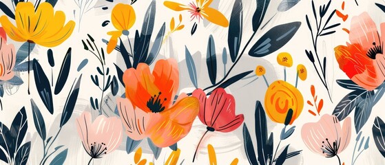 Obraz premium seamless floral abstraction pattern ideal for wrappers wallpapers postcards greeting cards wedding invitations and romantic event designs