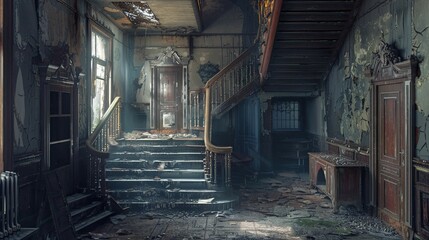 Surrealistic World. AI generated art illustration.