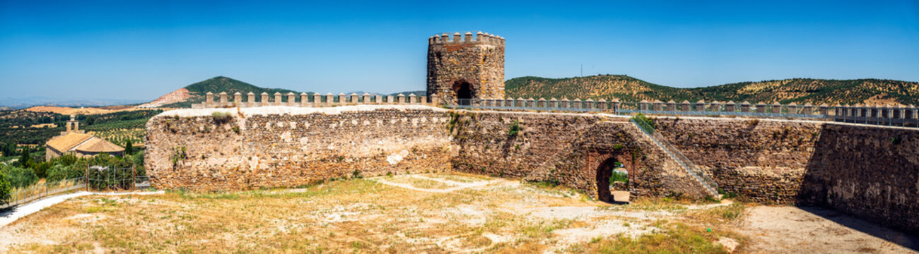 Panoramic View of Moorish Castle in Alanis de la Sierra, Sevilla