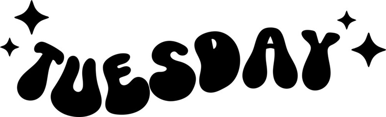 Tuesday Funky Bubble Text