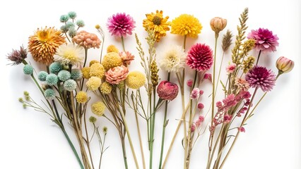 dried flowers, dried flowers on a white background