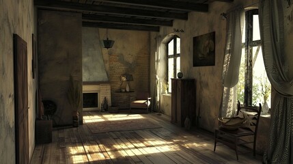 Western Architecture. AI generated art illustration.