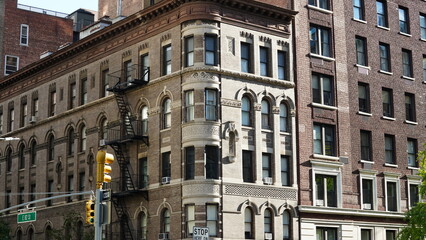 The beautiful New York city view with the colorful autumn trees and buildings as background in autumn