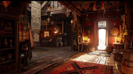 Western Architecture. AI generated art illustration.