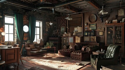 Fototapeta premium Western Architecture. AI generated art illustration.