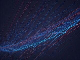 Abstract futuristic background with red blue glowing neon moving high speed wave lines and bokeh lights. Data transfer concept Fantastic wallpaper. Generative AI	
