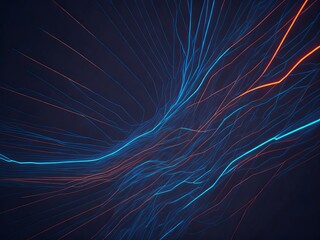 Abstract futuristic background with red blue glowing neon moving high speed wave lines and bokeh lights. Data transfer concept Fantastic wallpaper. Generative AI	
