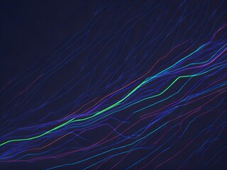 Abstract futuristic background with red blue glowing neon moving high speed wave lines and bokeh lights. Data transfer concept Fantastic wallpaper. Generative AI	

